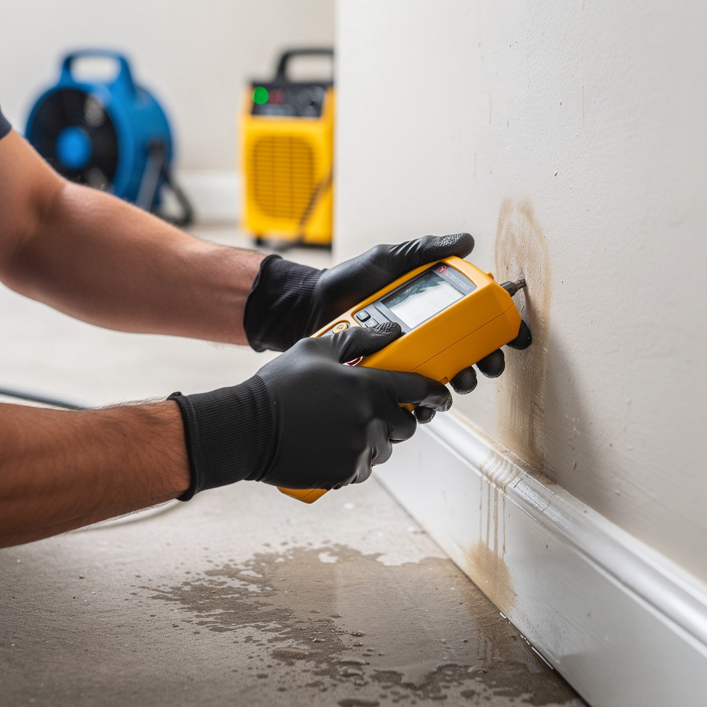 SOS ANYTIME RESTORATION technician performing expert water damage restoration in Spring Valley, CA